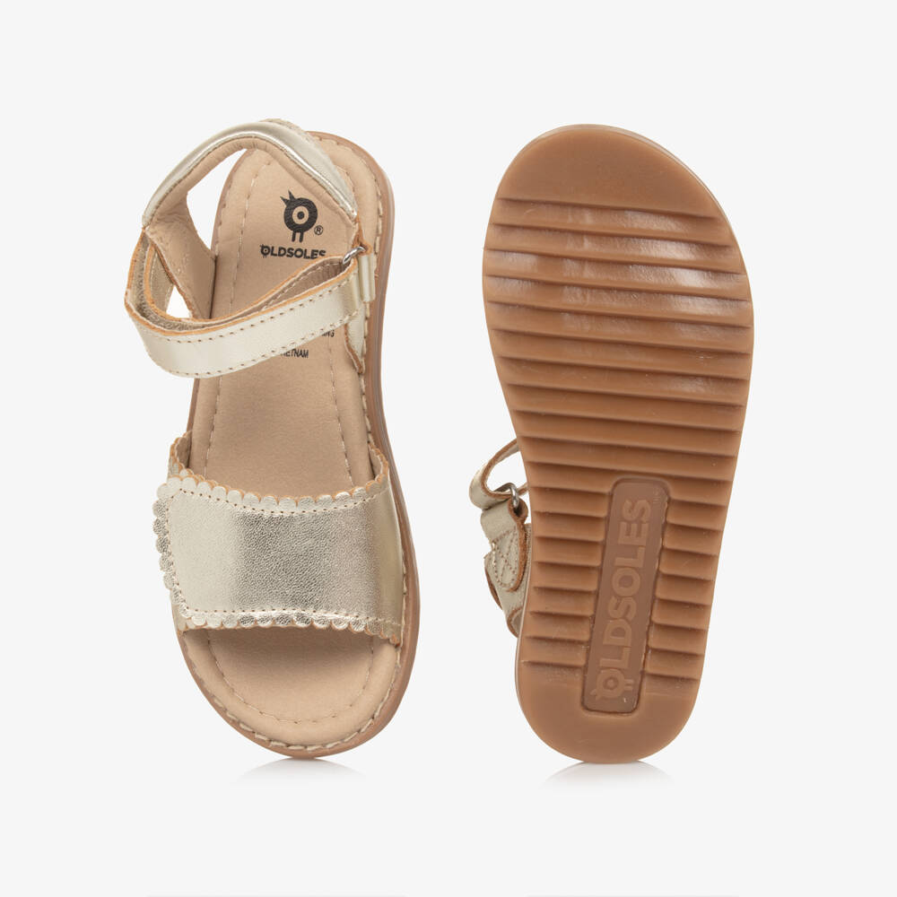 Old Soles-Girls Golden Leather Velcro Sandals | Childrensalon Outlet