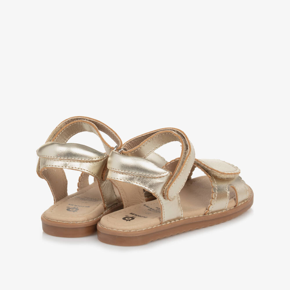 Old Soles-Girls Golden Leather Velcro Sandals | Childrensalon Outlet