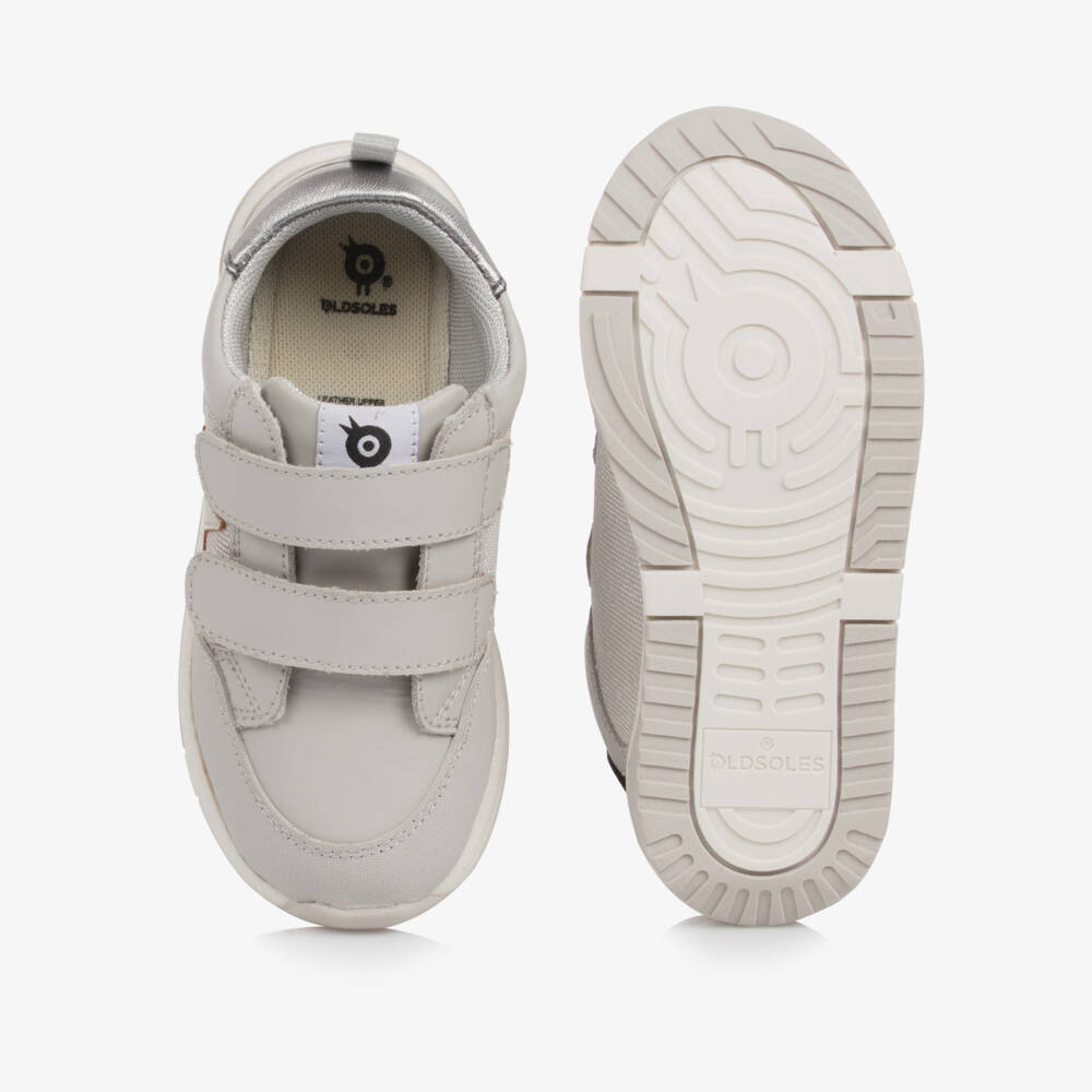 Old Soles-Girls Grey Leather Mesh Trainers | Childrensalon Outlet