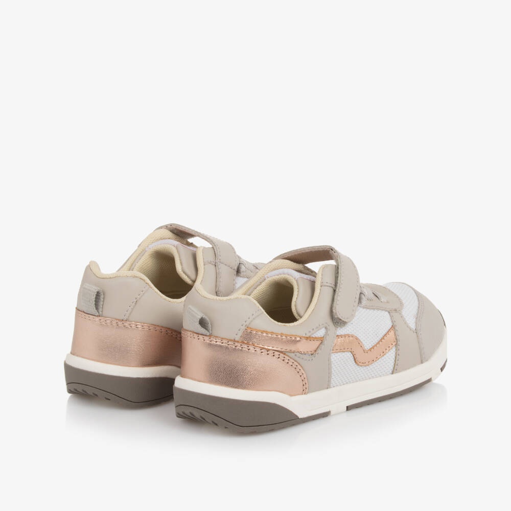 Old Soles-Girls Grey & Rose Gold Leather & Mesh Trainers | Childrensalon Outlet