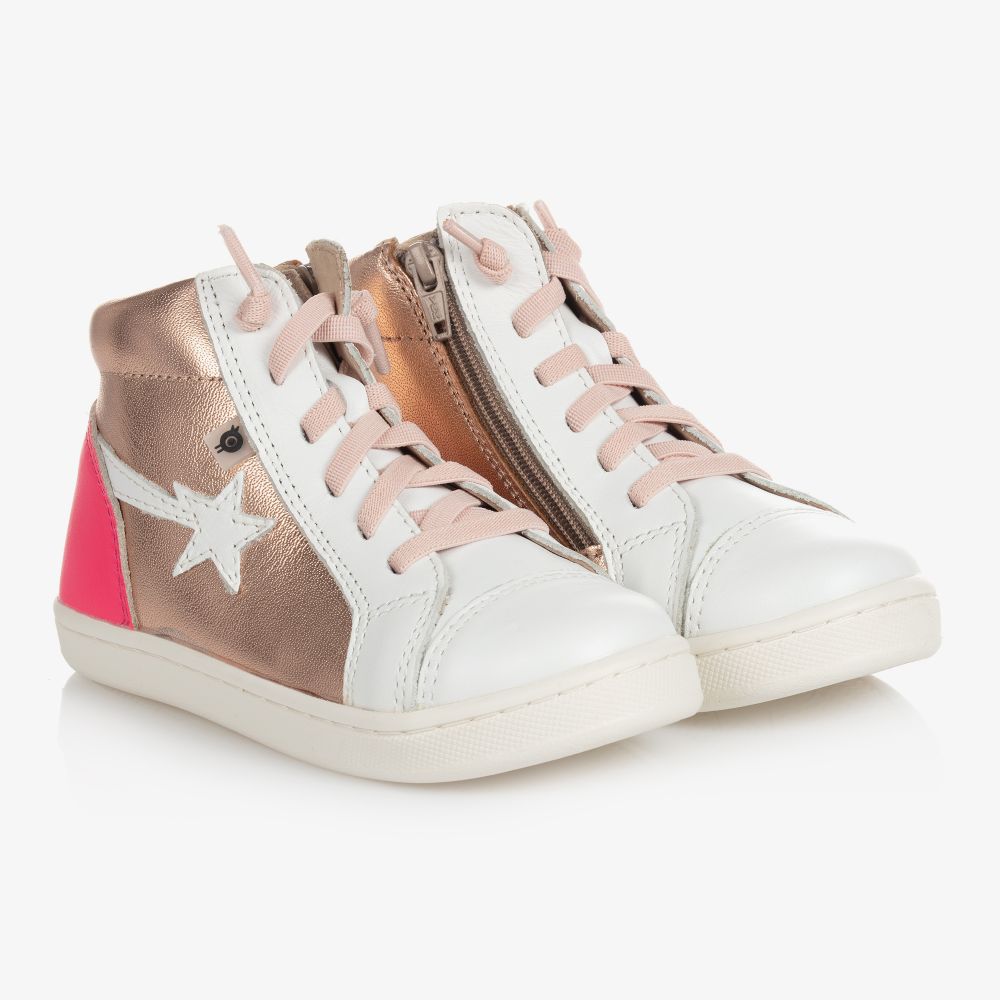 Old Soles - Girls Hi-Top Leather Trainers | Childrensalon
