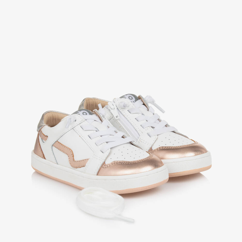Old Soles-Girls Ivory Rose Gold Lace Sneakers | Childrensalon Outlet