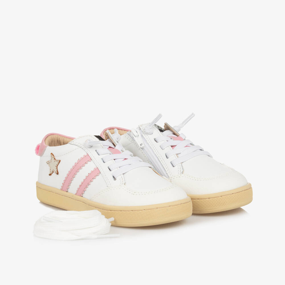 Old Soles-Girls Ivory Star Leather Sneakers | Childrensalon Outlet