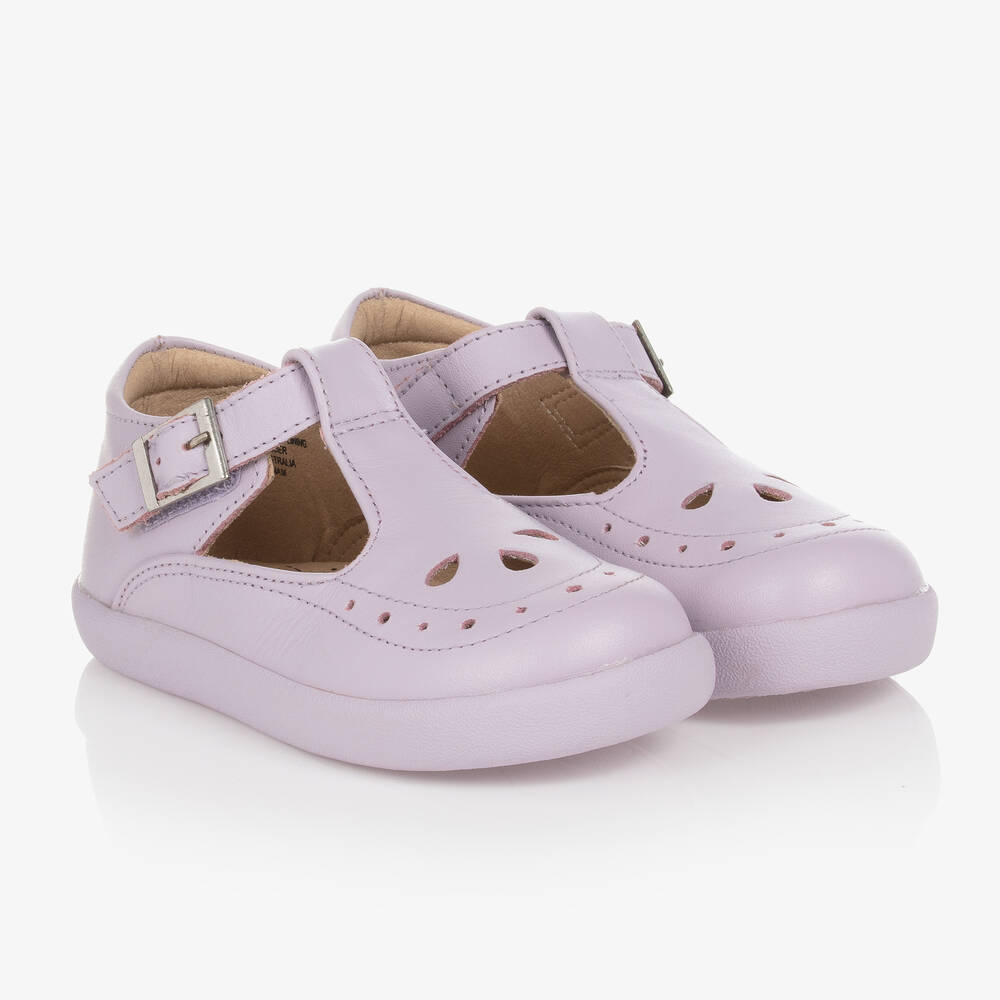 Old Soles-Girls Lilac Leather T-Bar Shoes | Childrensalon Outlet
