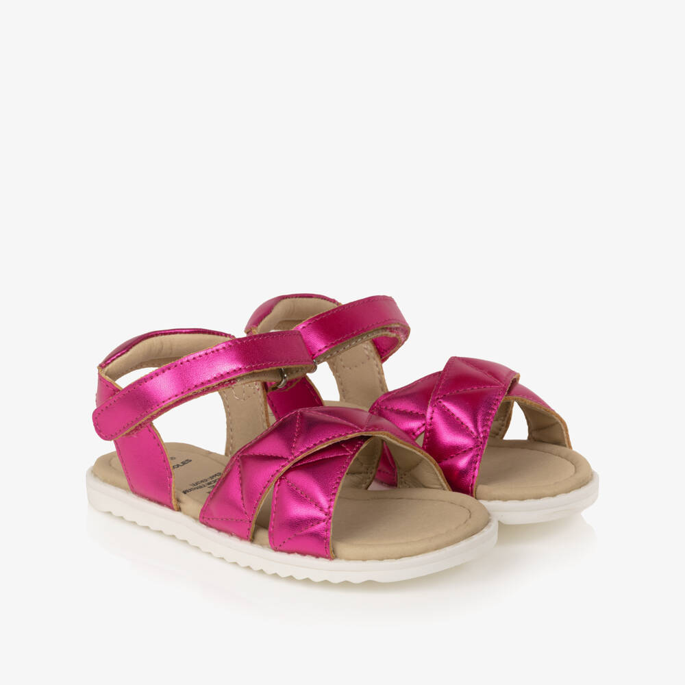Old Soles-Girls Metallic Pink Leather Velcro Sandals | Childrensalon Outlet