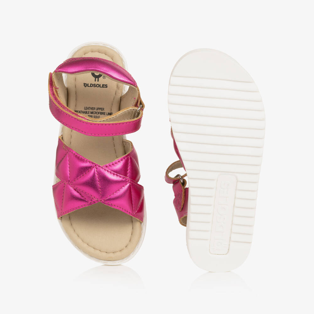 Old Soles-Girls Metallic Pink Leather Velcro Sandals | Childrensalon Outlet