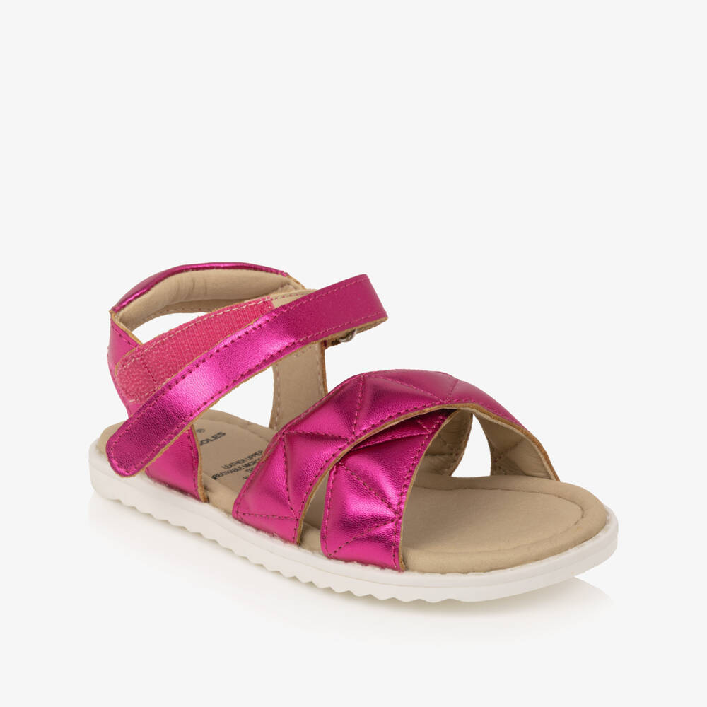 Old Soles-Girls Metallic Pink Leather Velcro Sandals | Childrensalon Outlet