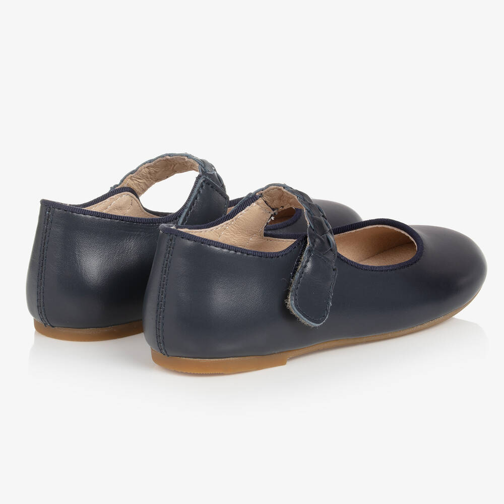 Old Soles Girls Navy Blue Leather Bar Shoes