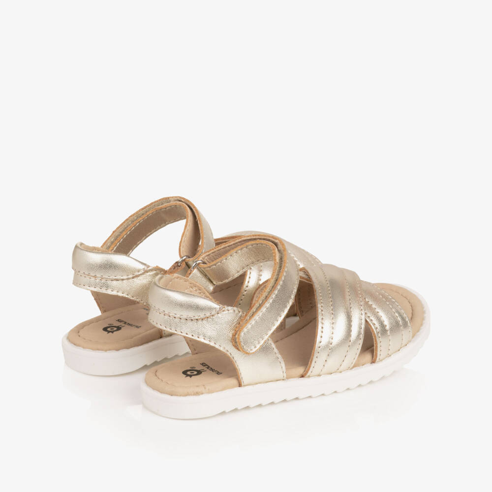 Old Soles-Girls Pale Gold Padded Leather Strappy Sandals | Childrensalon Outlet
