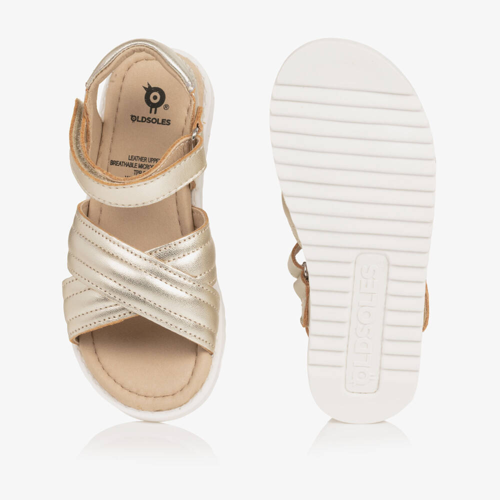 Old Soles-Girls Pale Gold Padded Leather Strappy Sandals | Childrensalon Outlet