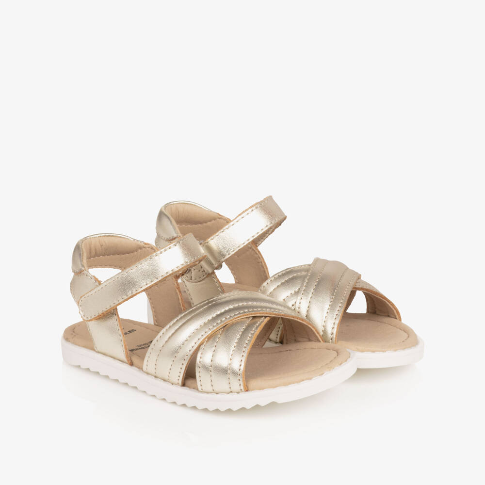 Old Soles-Girls Pale Gold Padded Leather Strappy Sandals | Childrensalon Outlet
