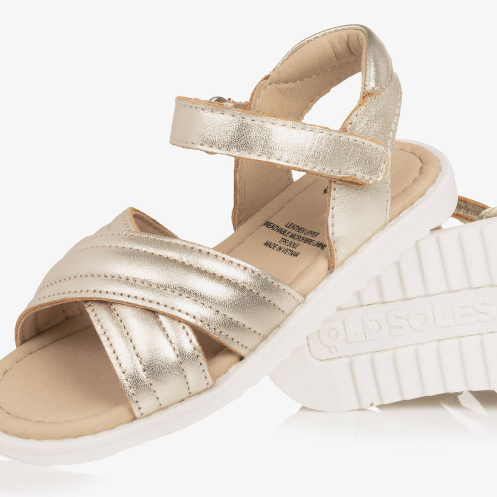 Old Soles-Girls Pale Gold Padded Leather Strappy Sandals | Childrensalon Outlet