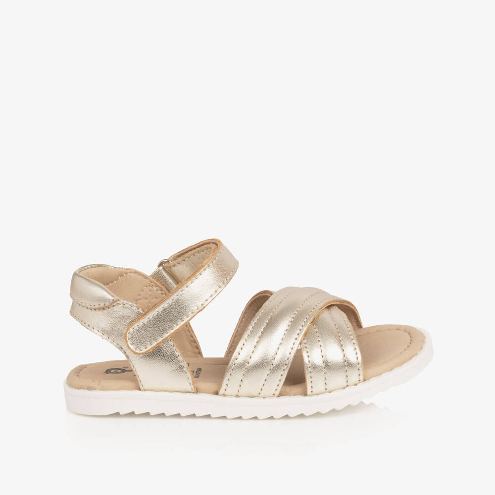 Old Soles-Girls Pale Gold Padded Leather Strappy Sandals | Childrensalon Outlet
