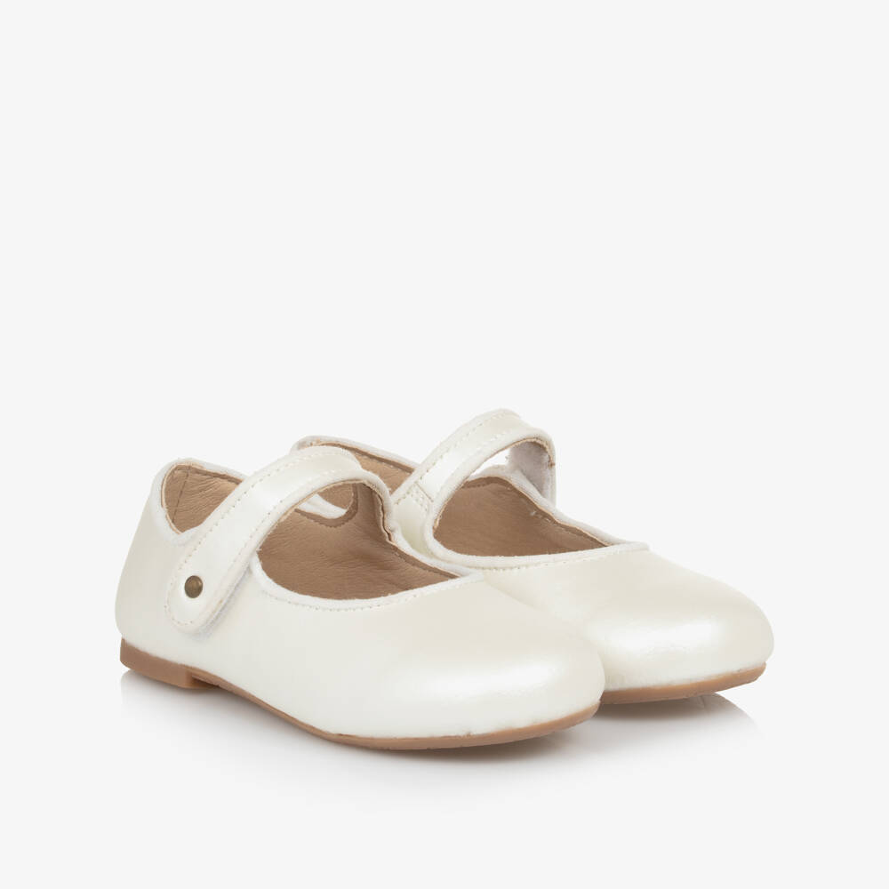 Old Soles-Girls Pearl-Toned Leather Bar Shoes | Childrensalon Outlet