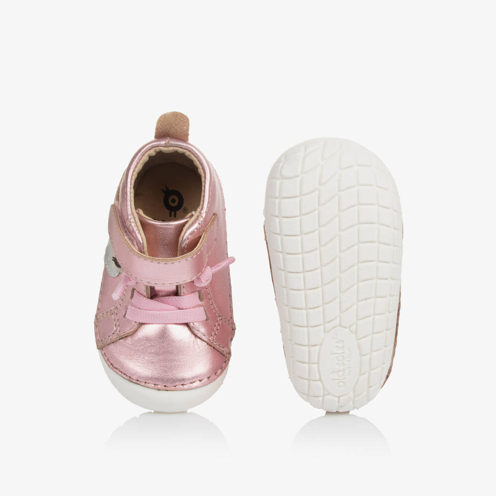 Old Soles-Girls Pink Heart Leather Walkers | Childrensalon Outlet