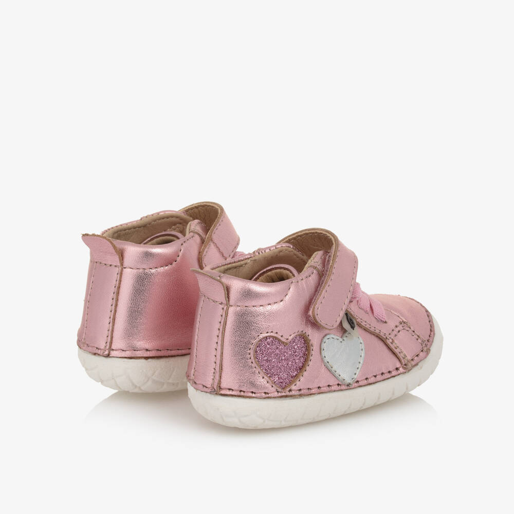 Old Soles-Girls Pink Heart Leather Walkers | Childrensalon Outlet