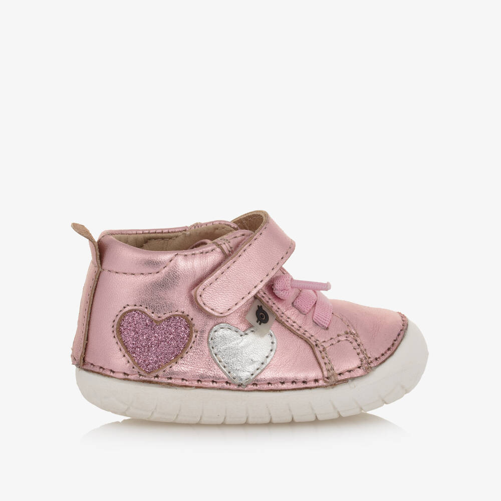 Old Soles-Girls Pink Heart Leather Walkers | Childrensalon Outlet