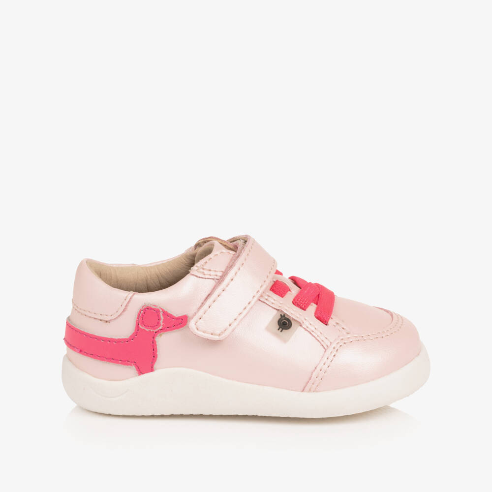 Old Soles-Girls Pink Leather First Walker Dachshund Trainers | Childrensalon Outlet