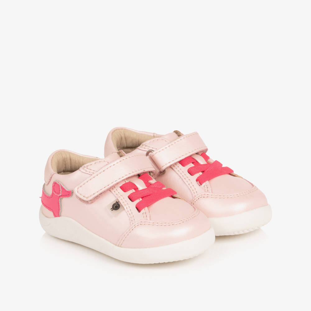 Old Soles-Girls Pink Leather First Walker Dachshund Trainers | Childrensalon Outlet