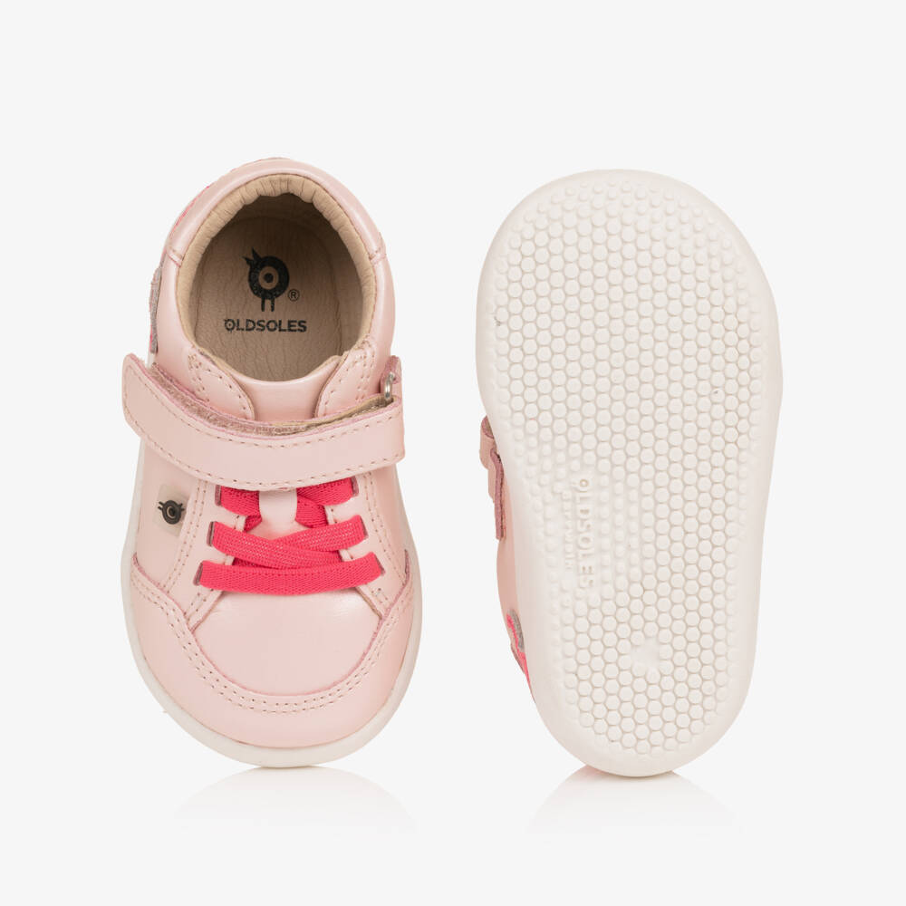 Old Soles-Girls Pink Leather First Walker Dachshund Trainers | Childrensalon Outlet
