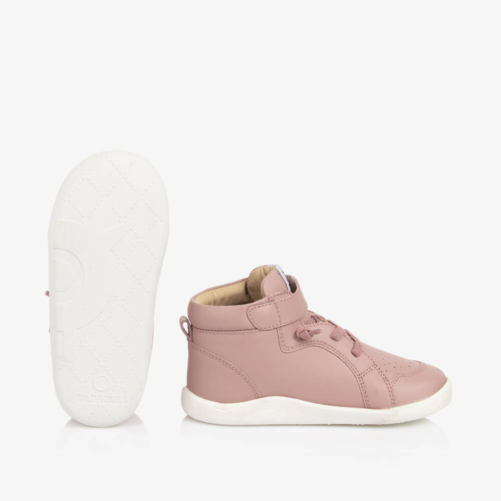 Old Soles-Girls Pink Leather High-Top Shoes | Childrensalon Outlet