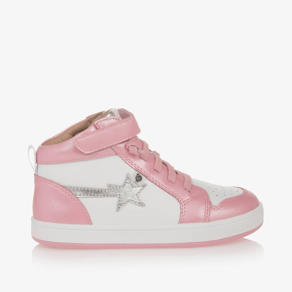 Old Soles-Girls Pink Leather High-Top Trainers | Childrensalon Outlet