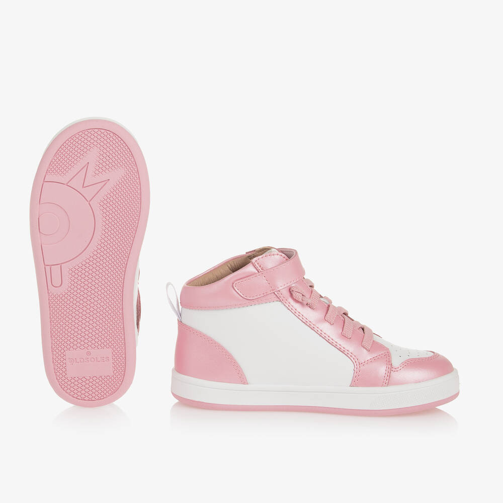 Old Soles-Girls Pink Leather High-Top Trainers | Childrensalon Outlet