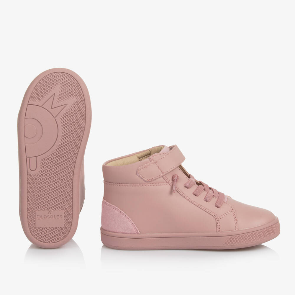 Old Soles-Girls Pink Leather Lace-Up Sneakers | Childrensalon Outlet