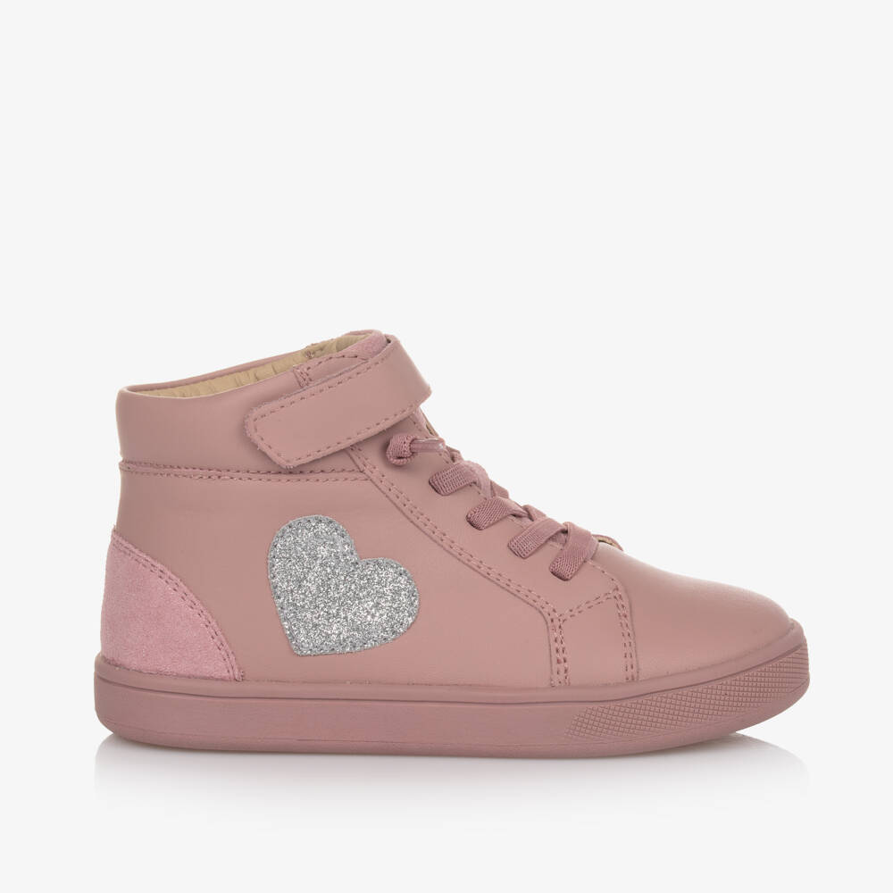 Old Soles-Girls Pink Leather Lace-Up Sneakers | Childrensalon Outlet