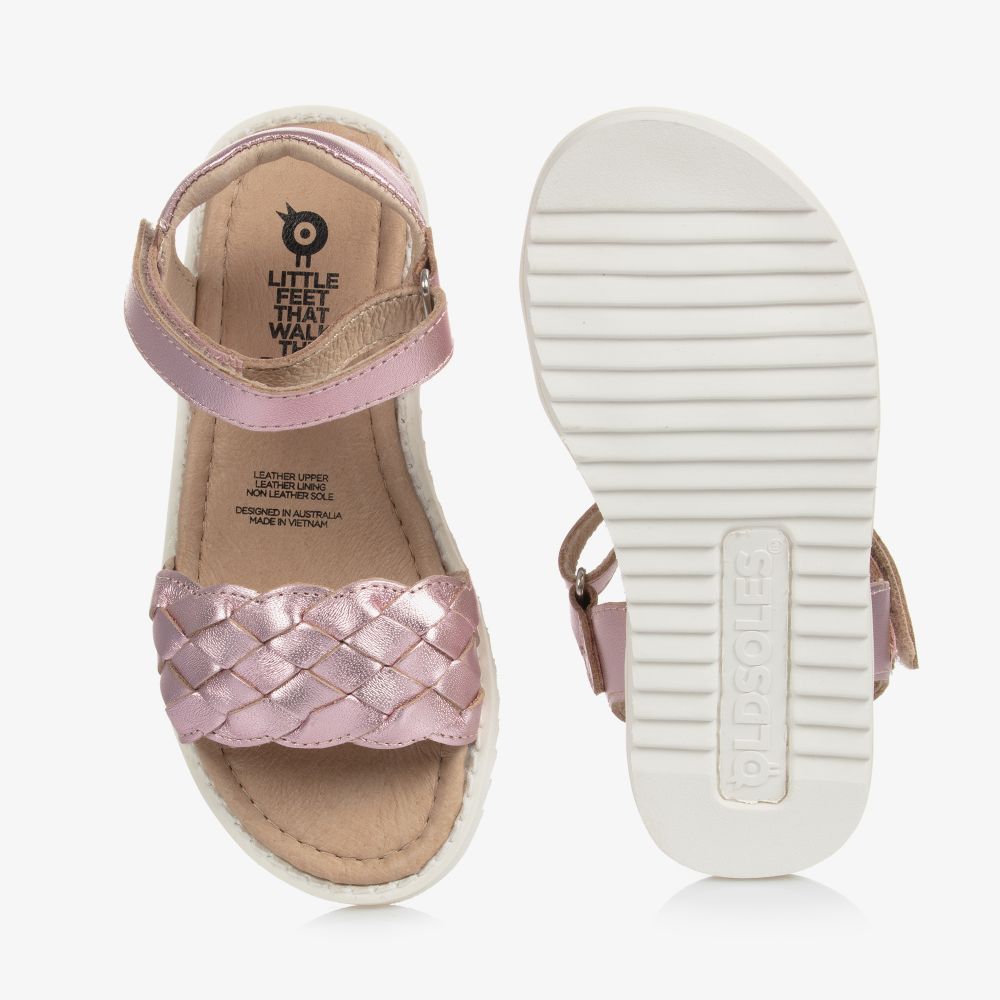 Old Soles Girls Pink Leather Sandals Childrensalon Outlet