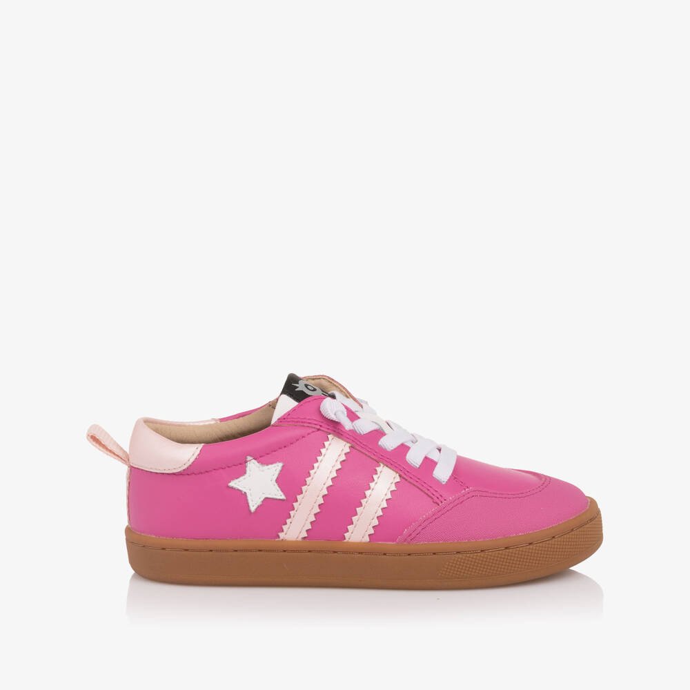 Old Soles-Girls Pink Leather Stripes & Star Trainers | Childrensalon Outlet