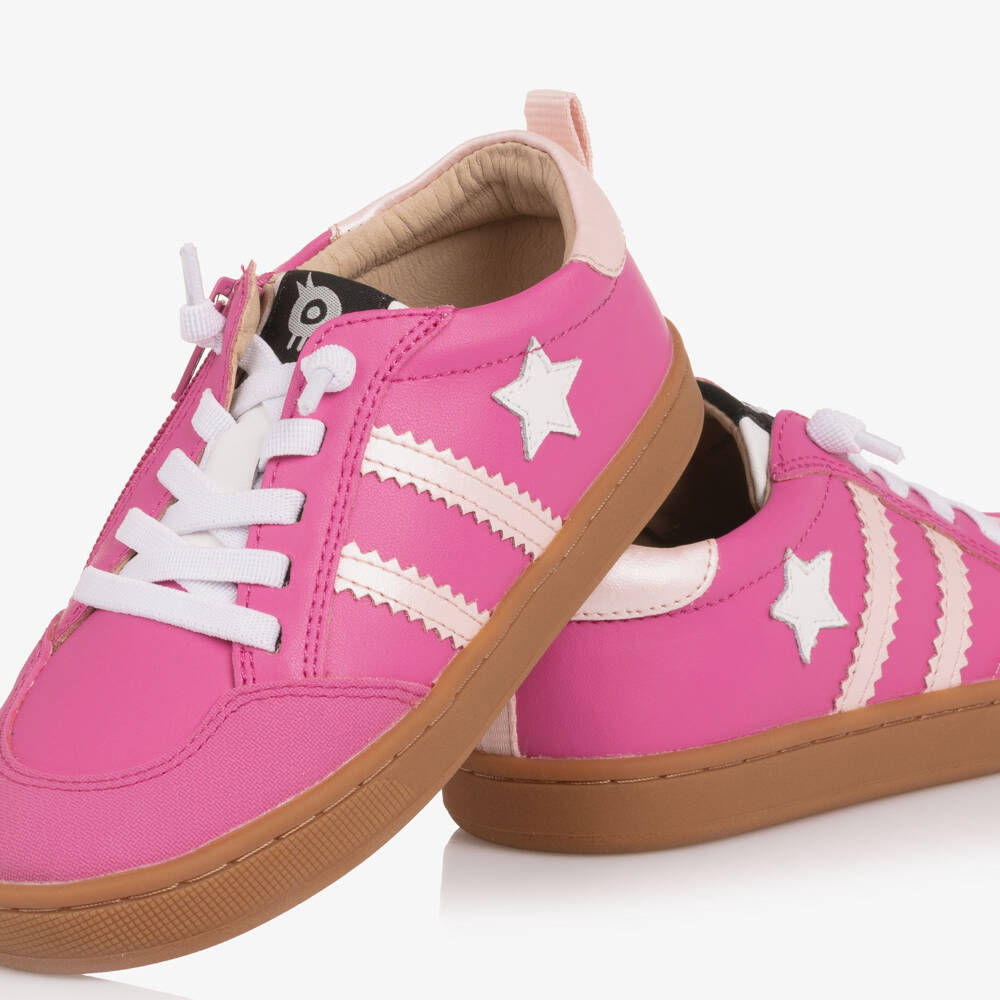 Old Soles-Girls Pink Leather Stripes & Star Trainers | Childrensalon Outlet