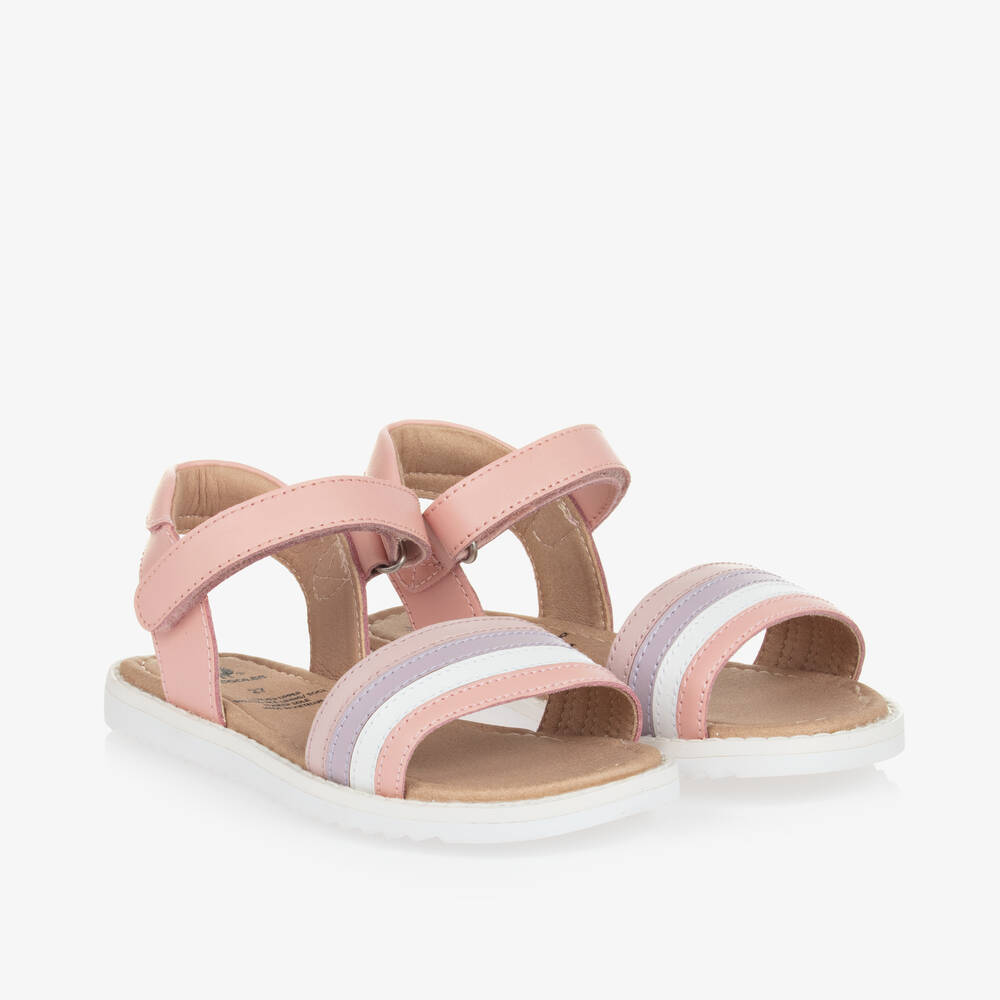 Old Soles-Girls Pink Leather Velcro Sandals | Childrensalon Outlet
