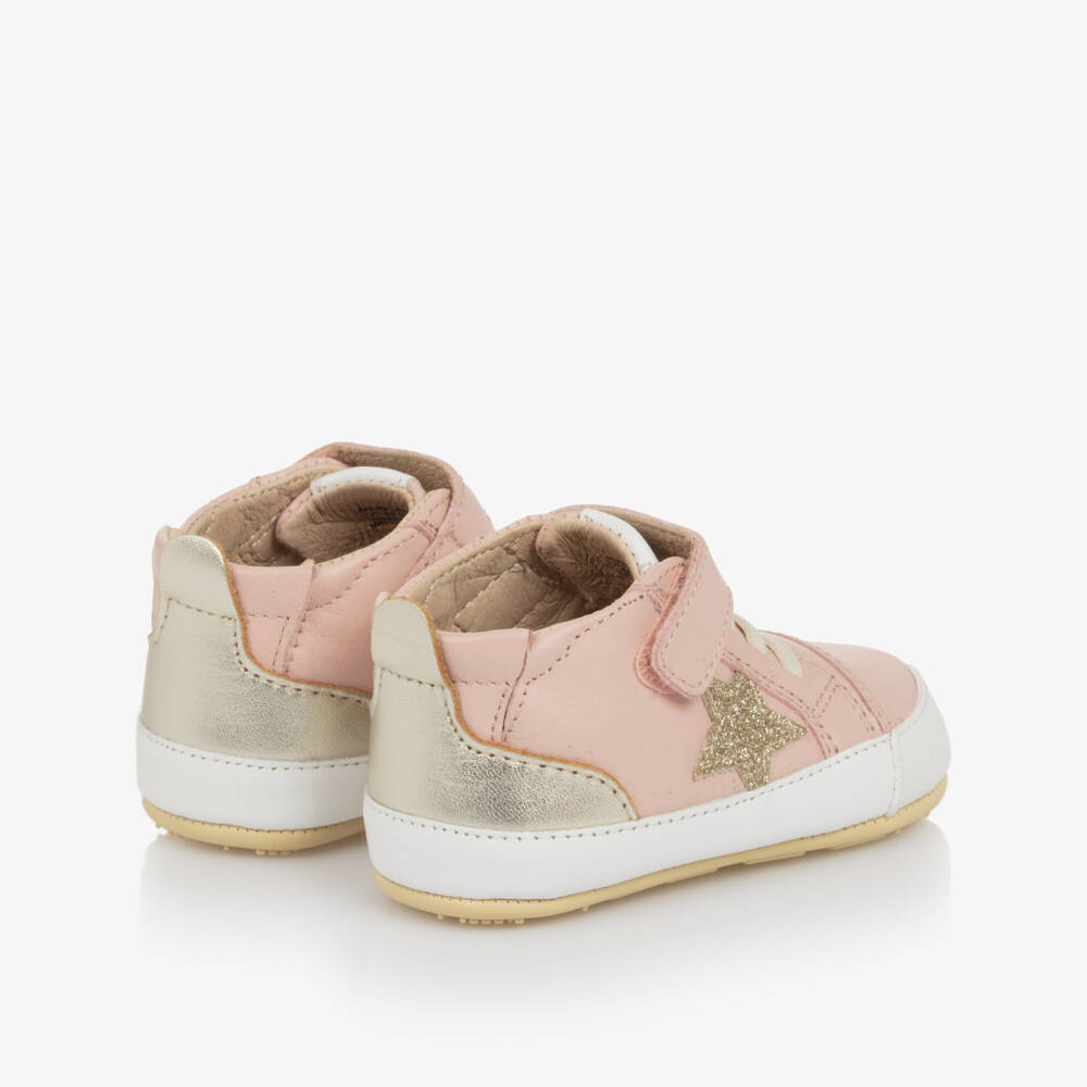 Old Soles-Girls Powder Pink & Gold First Walker Trainers | Childrensalon Outlet