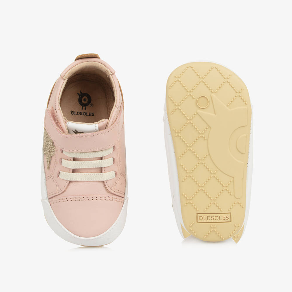 Old Soles-Girls Powder Pink & Gold First Walker Trainers | Childrensalon Outlet