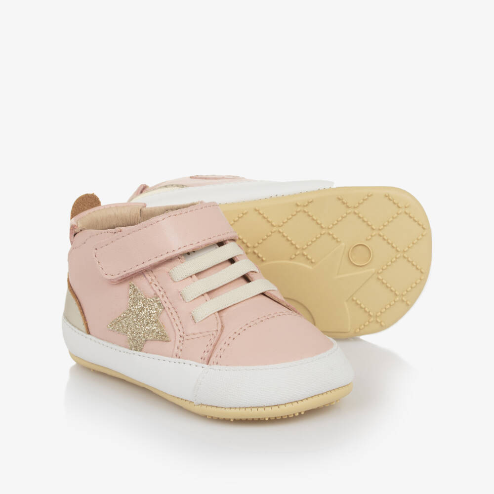Old Soles-Girls Powder Pink & Gold First Walker Trainers | Childrensalon Outlet