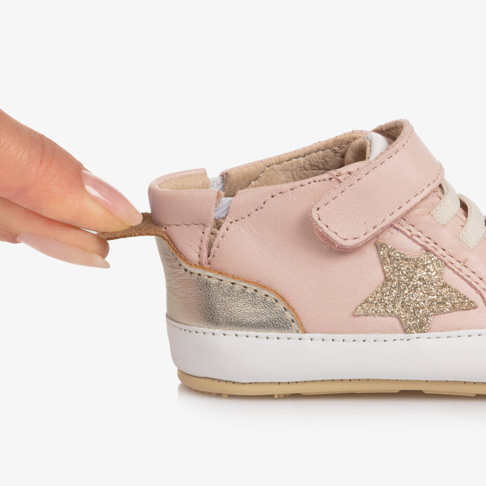 Old Soles-Girls Powder Pink & Gold First Walker Trainers | Childrensalon Outlet