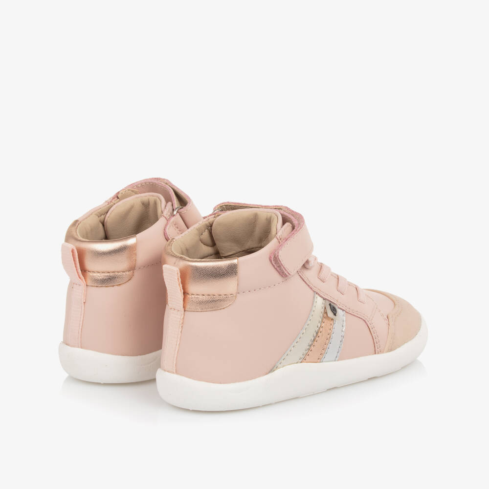 Old Soles-Girls Powder Pink Leather High-Top Trainers | Childrensalon Outlet