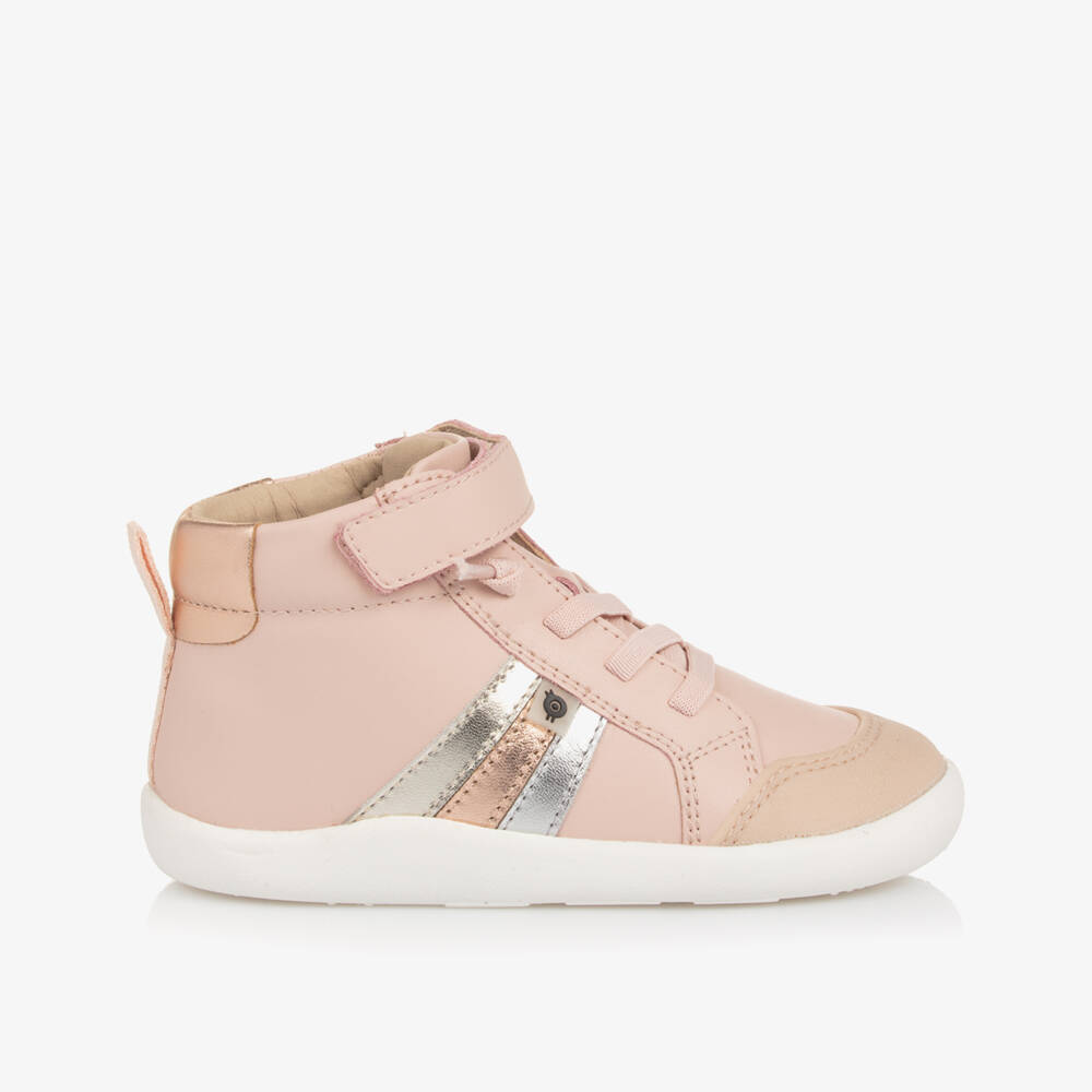 Old Soles-Girls Powder Pink Leather High-Top Trainers | Childrensalon Outlet