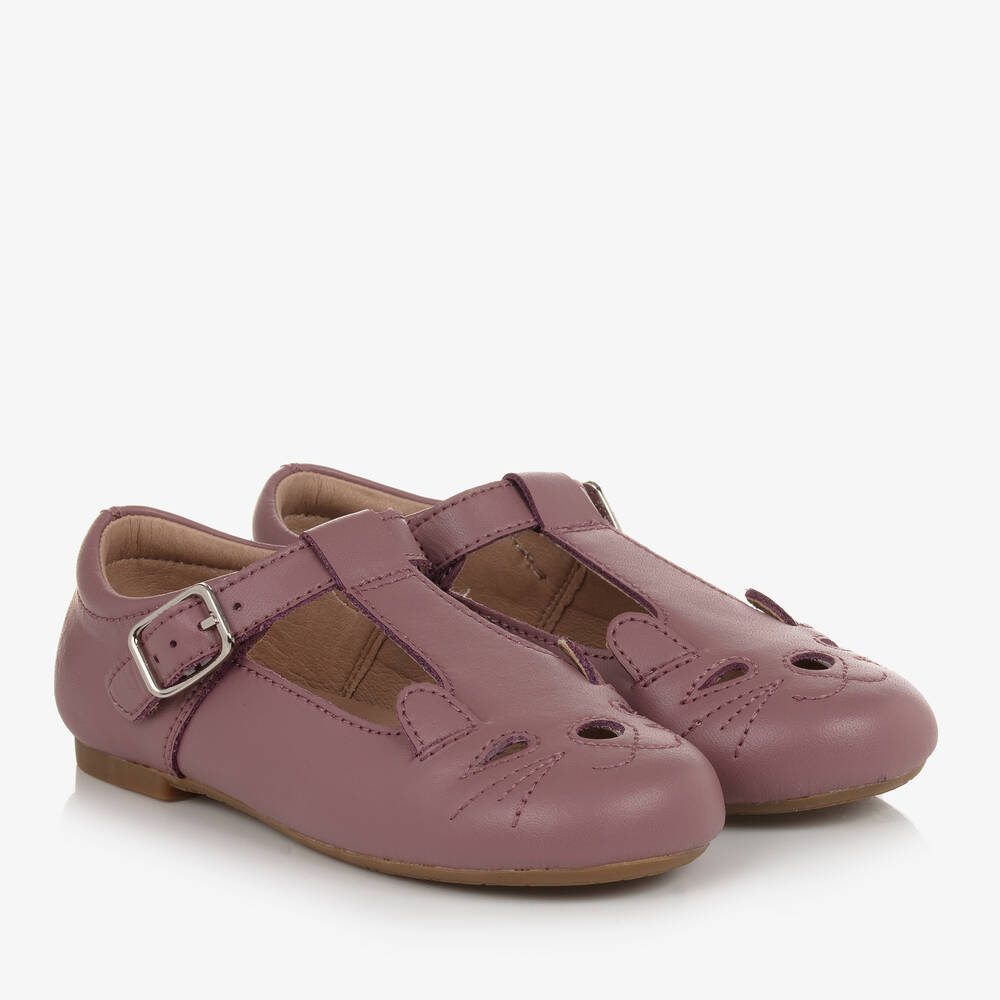 Old Soles - Girls Purple Leather Kitten Shoes | Childrensalon