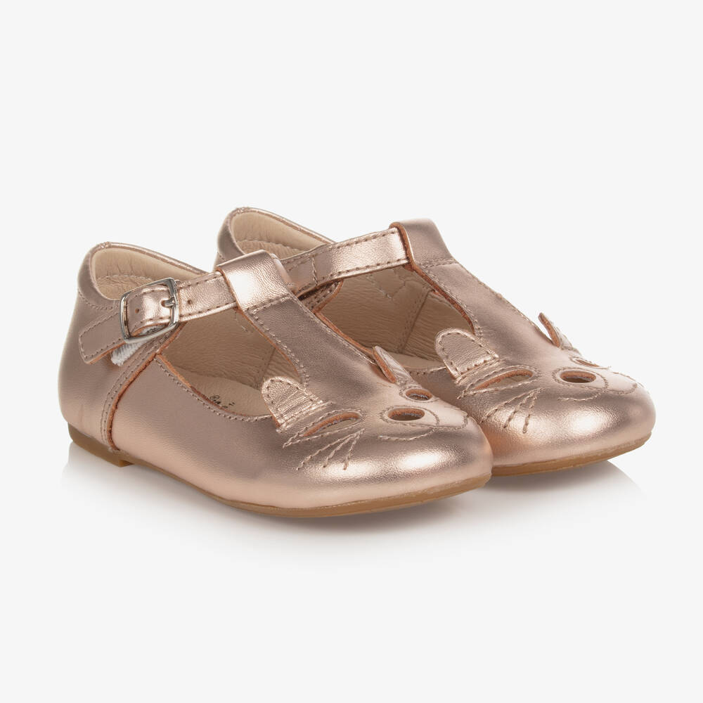 Old Soles - Girls Rose Gold Leather Bar Shoes | Childrensalon