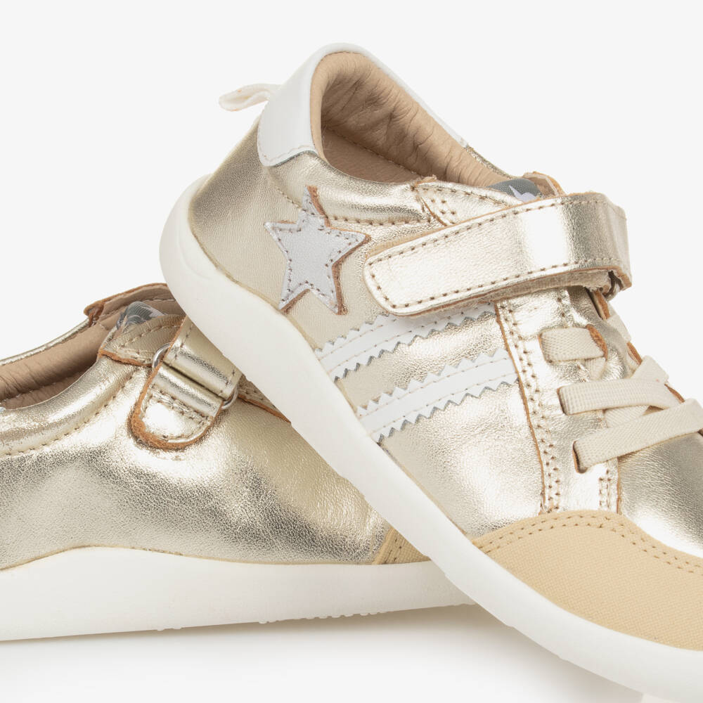 Old Soles-Girls' Shimmering Gold Leather Walkers | Childrensalon Outlet