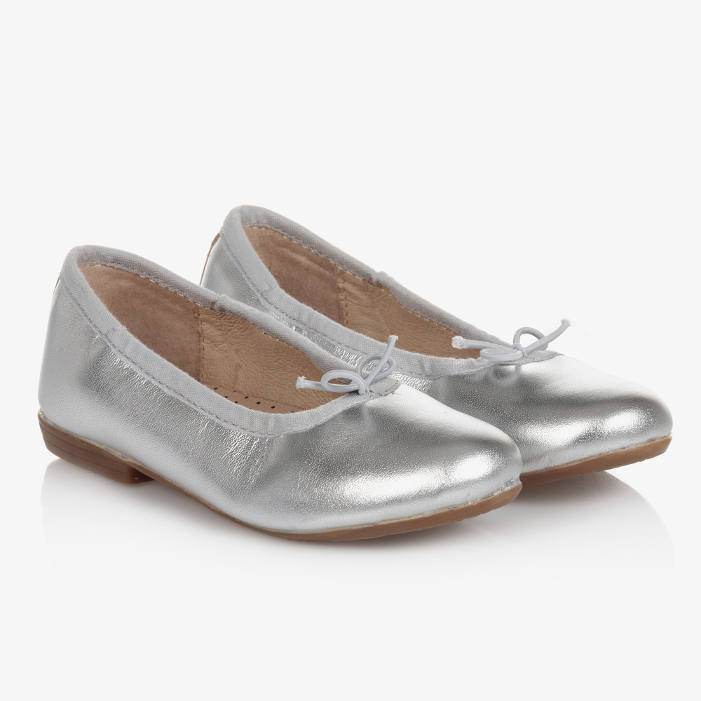 Old Soles - Girls Silver Leather Ballerinas | Childrensalon