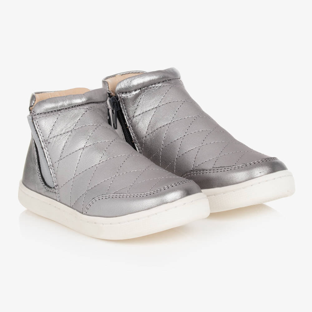 Old Soles - Girls Silver Leather Boots | Childrensalon