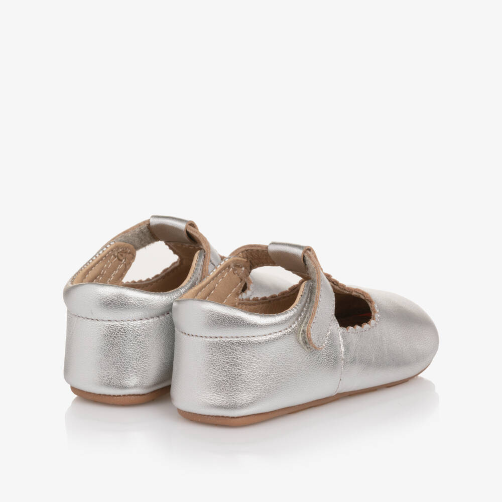Old Soles-Girls Silver Leather Pre-Walker Shoes | Childrensalon Outlet