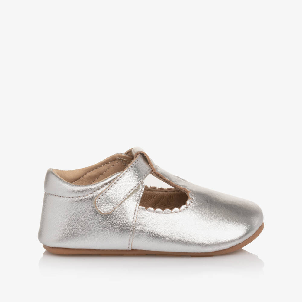 Old Soles-Girls Silver Leather Pre-Walker Shoes | Childrensalon Outlet