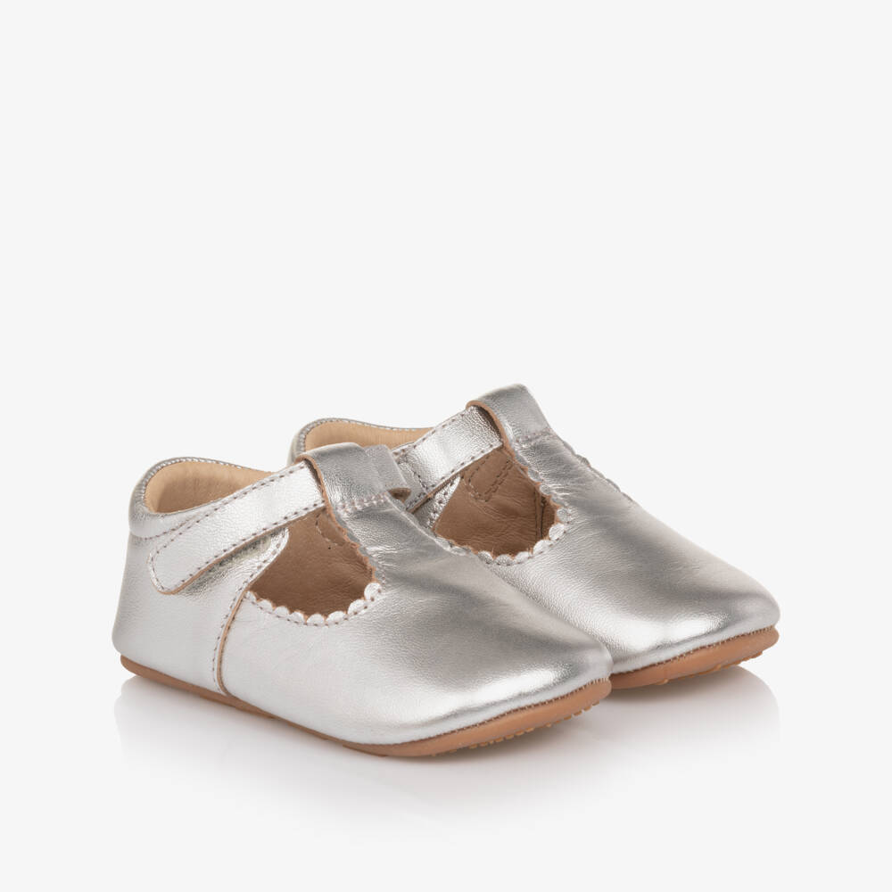 Old Soles-Girls Silver Leather Pre-Walker Shoes | Childrensalon Outlet