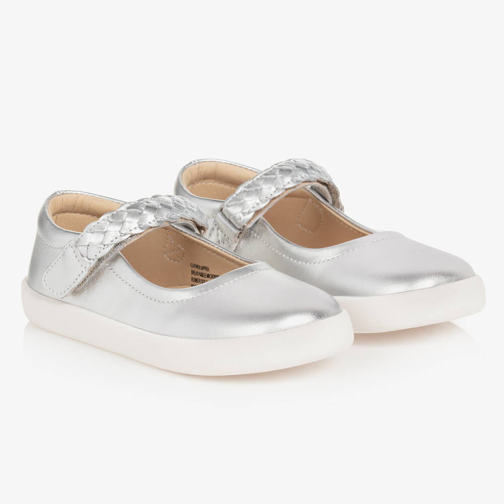 Girls Silver Leather Shoes