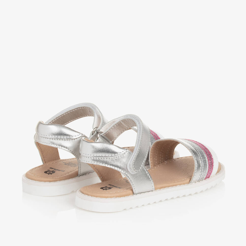 Old Soles-Girls Silver Leather Velcro Sandals | Childrensalon Outlet