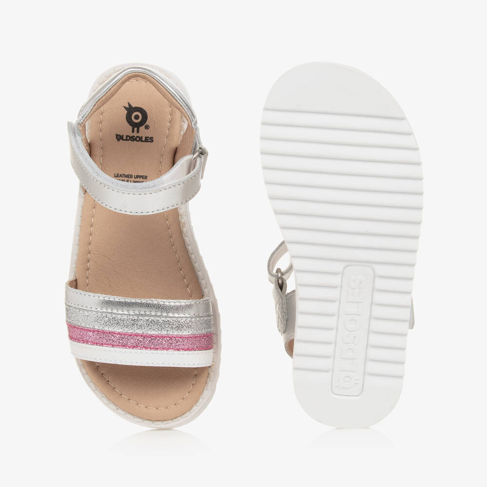 Old Soles-Girls Silver Leather Velcro Sandals | Childrensalon Outlet